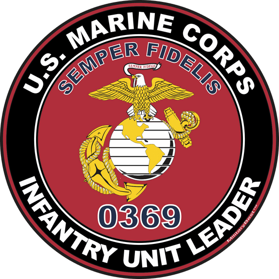 U.S.M.C. MOS 0369 Infantry Unit Leader Decal 8" - Red