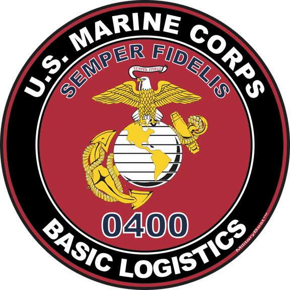 U.S.M.C. MOS 0400 Basic Logistics Decal 3.8" - Red