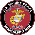 thumbnail image 1 of U.S.M.C. MOS 0843 Searchlight Man Decal 3.8" - Red, 1 of 1