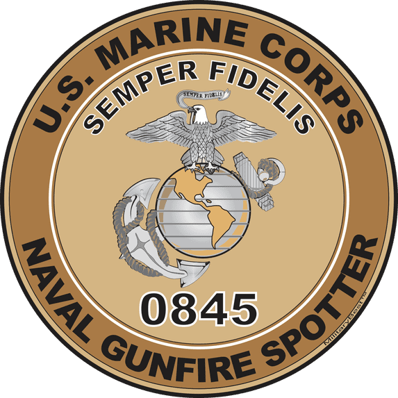 U.S.M.C. MOS 0845 Naval Gunfire Spotter Decal 3.8" - Desert Tan