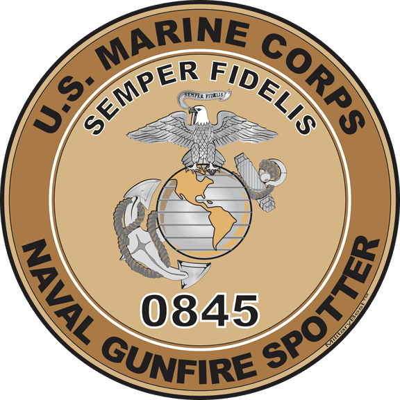 U.S.M.C. MOS 0845 Naval Gunfire Spotter Decal 3.8" - Desert Tan