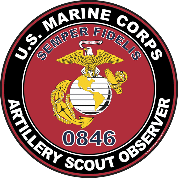 U.S.M.C. MOS 0846 Artillery Scout Observer Decal 3.8" - Red