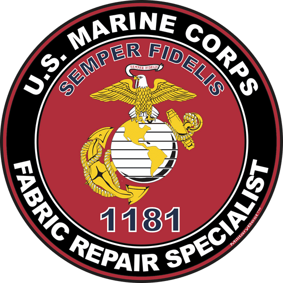 U.S.M.C. MOS 1181 Fabric Repair Specialist Decal 5.5" - Red