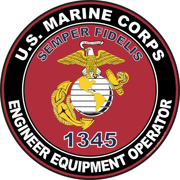 U.S.M.C. MOS 1345 Engineer Equipment Operator Decal 3.8" - Red