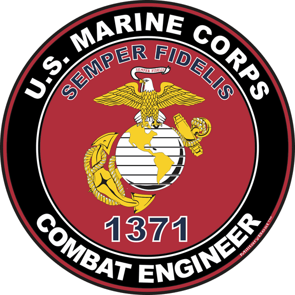 U.S.M.C. MOS 1371 Combat Engineer Decal 3.8" - Red
