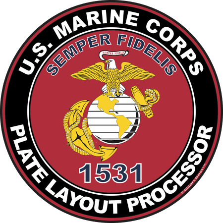 U.S.M.C. MOS 1531 Plate Layout Processor Decal 3.8" - Red