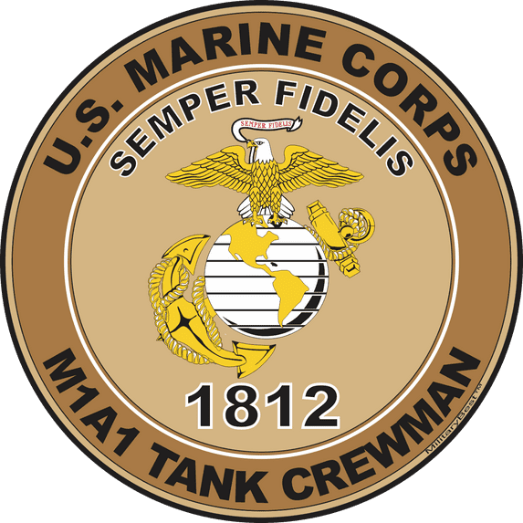 U.S.M.C. MOS 1812 M1A1 Tank Crewman Decal 3.8" - Desert Tan