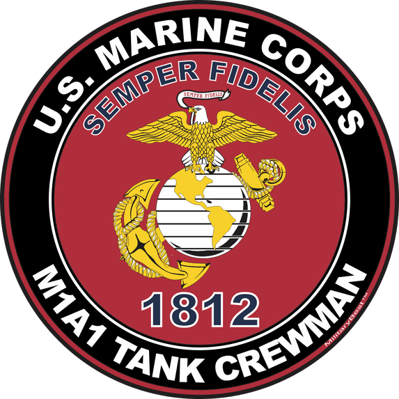 U.S.M.C. MOS 1812 M1A1 Tank Crewman Decal 3.8" - Red