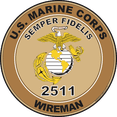 thumbnail image 1 of U.S.M.C. MOS 2511 Wireman Decal 3.8" - Desert Tan, 1 of 1