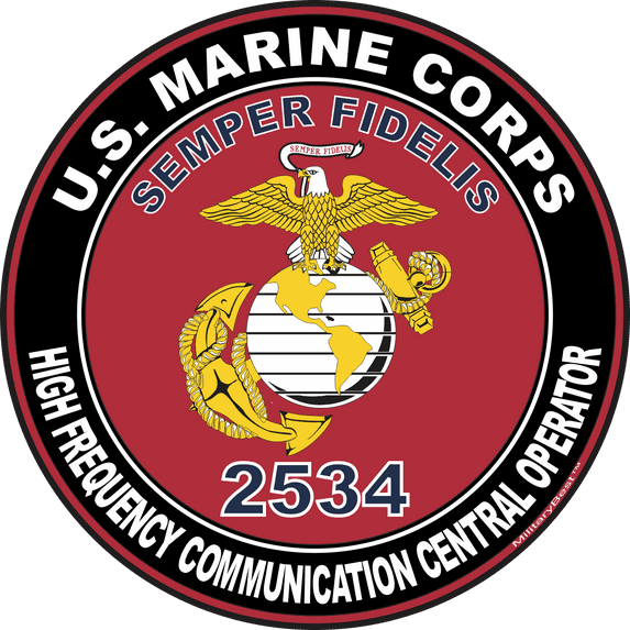 U.S.M.C. MOS 2534 High Frequency Communication Central Operator Decal 3.8" - Red