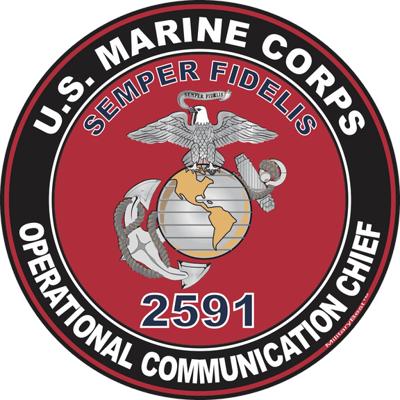 U.S.M.C. MOS 2591 Operational Communication Chief Decal 3.8" - Red
