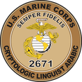 thumbnail image 1 of U.S.M.C. MOS 2671 Cryptologic Linguist Arabic Decal 5.5" - Desert Tan, 1 of 1