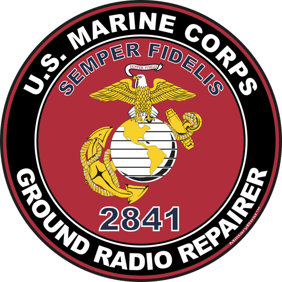 U.S.M.C. MOS 2841 Ground Radio Repairer Decal 3.8" - Red