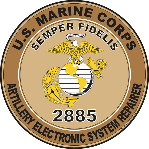 U.S.M.C. MOS 2885 Artillery Electronic System Repairer Decal 3.8" - Desert Tan