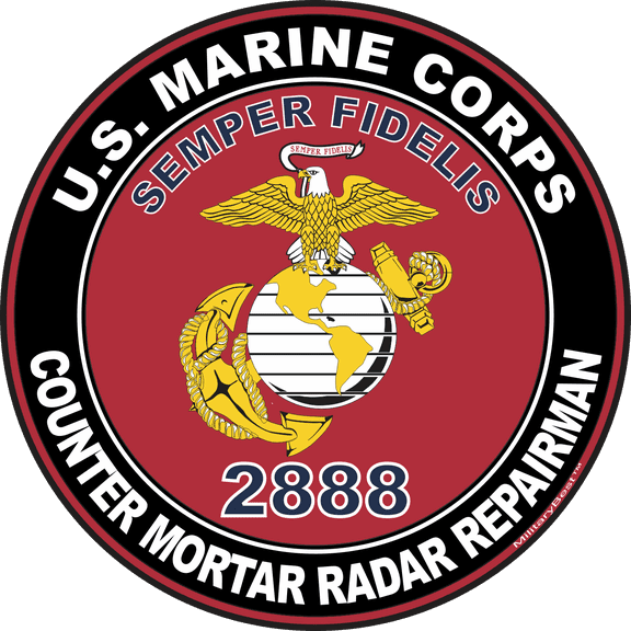 U.S.M.C. MOS 2888 Counter Mortar Radar Repairman Decal 3.8" - Red