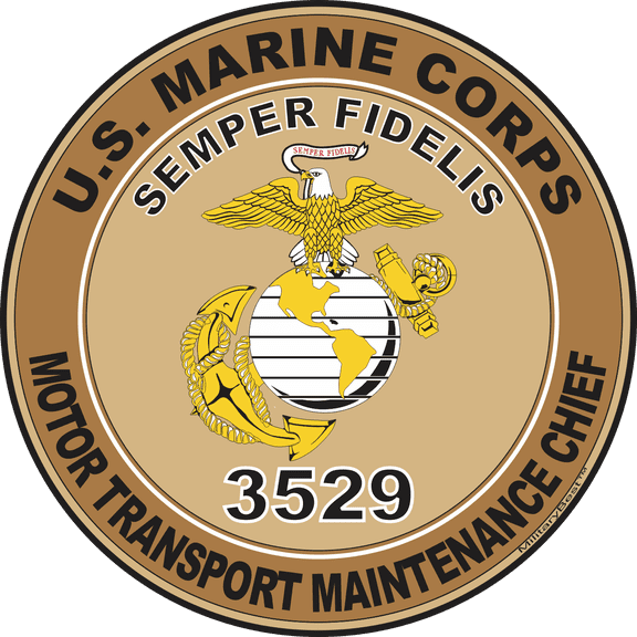 U.S.M.C. MOS 3529 Motor Transport Maintenance Chief Decal 5.5" - Desert Tan