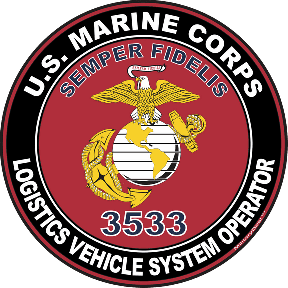 U.S.M.C. MOS 3533 Logistics Vehicle System Operator Decal 3.8" - Red