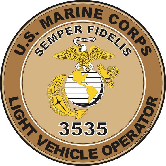 U.S.M.C. MOS 3535 Light Vehicle Operator Decal 5.5" - Desert Tan