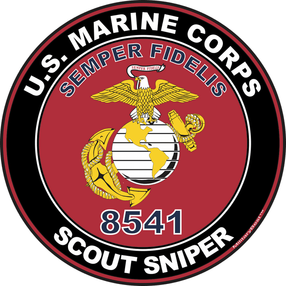 U.S.M.C. MOS 8541 Scout Sniper Decal Decal 8" - Red