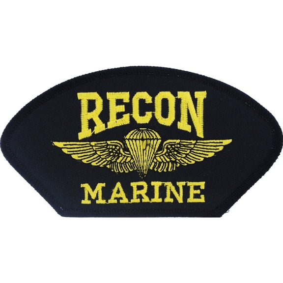 Eagle Emblems PM1687 Patch - USMC, Hat, Recon - Black - 5.25 x 3 in.