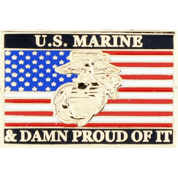 U.S. MARINES, USMC & DAMN PROUD OF IT - Original Artwork, Expertly Designed PIN - 1.125"