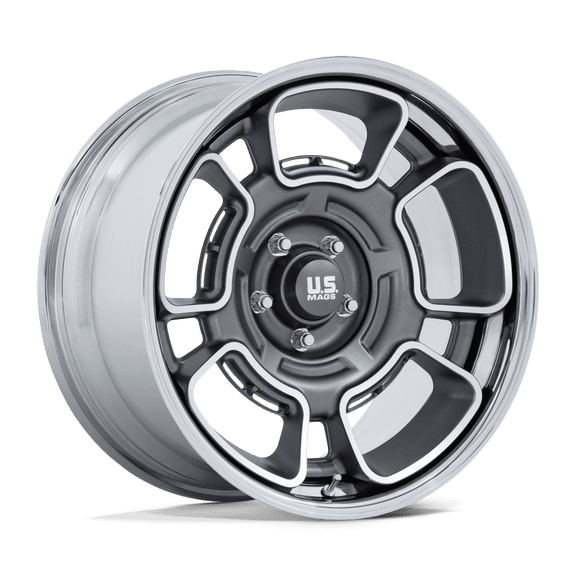 U.S. Mags Wheels - Flagstaff - 22in, Fusion Forged, Anthracite W/ Mach-Fc & Chr-Lp, 22X10.5, 5X5.0, 12mm, 194933426478, SAEJ2530