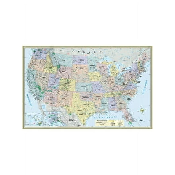 U.S. Map Poster (32 X 50 Inches) - Paper: - A Quickstudy Reference, (Paperback)