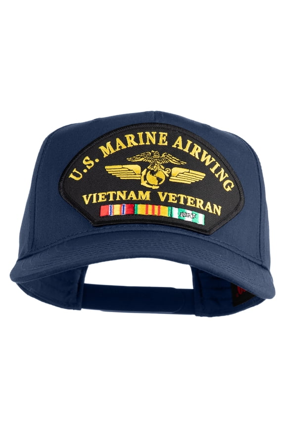 U.S. Marine Airwing Vietnam Veteran Patched Solid Cotton Twill 5 Panel Prostyle Snap Cap - Navy OSFM