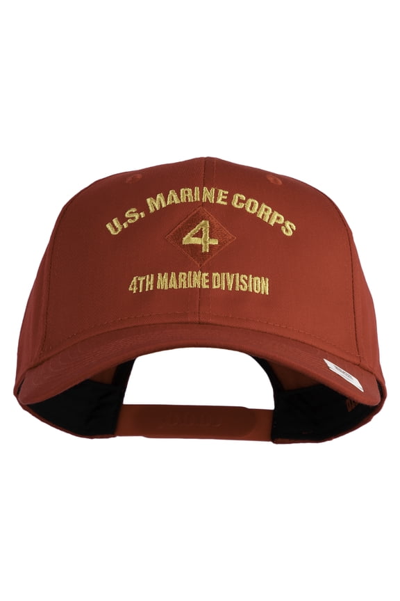 U.S. Marine Corps 4th Marine Division Embroidered Solid Cotton Twill Pro Style Cap - Red OSFM