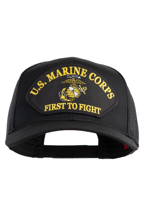 U.S. Marine Corps First to Fight Patched Solid Cotton Twill Mesh Prostyle Cap - Black OSFM