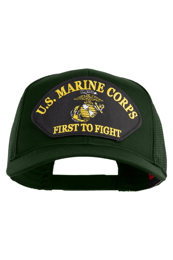 U.S. Marine Corps First to Fight Patched Solid Cotton Twill Mesh Prostyle Cap - Dark Green OSFM