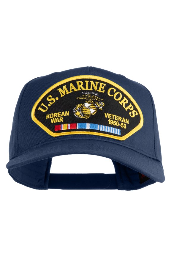 U.S. Marine Corps Korean War Veteran 1950-53 Patched Solid Cotton Twill 5 Panel Prostyle Snap Cap - Navy OSFM