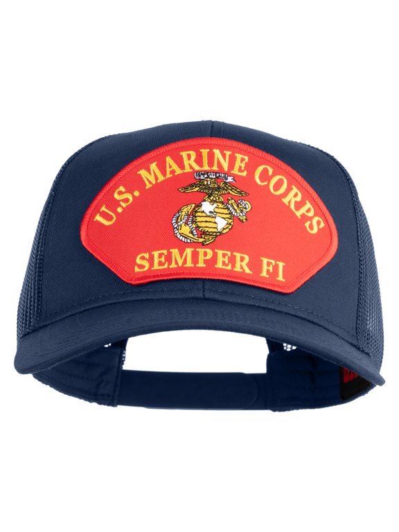 U.S. Marine Corps Semper Fi Red Patched Solid Cotton Twill Mesh Prostyle Cap - Navy OSFM