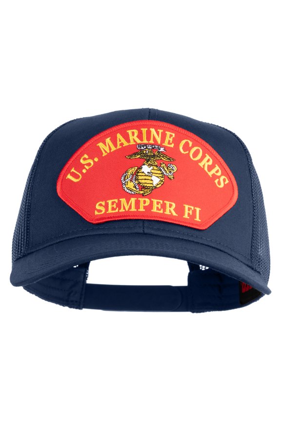 U.S. Marine Corps Semper Fi Red Patched Solid Cotton Twill Mesh Prostyle Cap - Navy OSFM