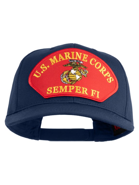 U.S. Marine Corps Semper Fi Red Patched Solid Cotton Twill Pro Style Cap - Navy OSFM