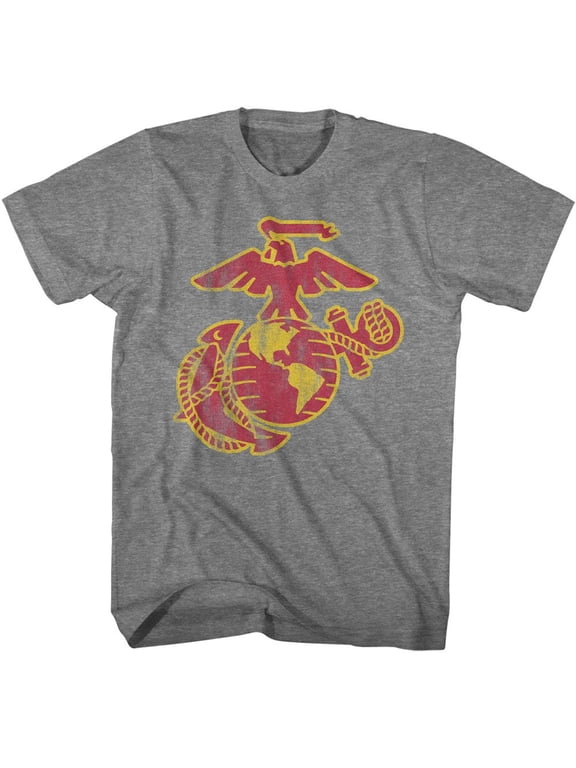 U.S. Marine Corps USMC Bright Eagle and Globe Graphite Heather Adult T-Shirt