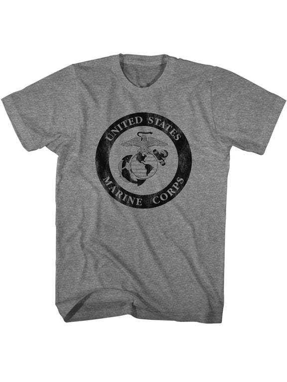 U.S. Marine Corps USMC Simplified Logo Dark Graphite Heather Adult T-Shirt