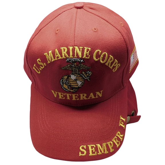 U.S Marine Corps USMC Veteran EGA Semper Fi Red Adjustable Embroidered Cap Hat