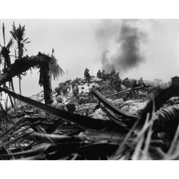 U.S. Marines Attack A Camouflaged Japanese Bunker To Drop Explosives Through The Air Vents. Most Japanese Troops On