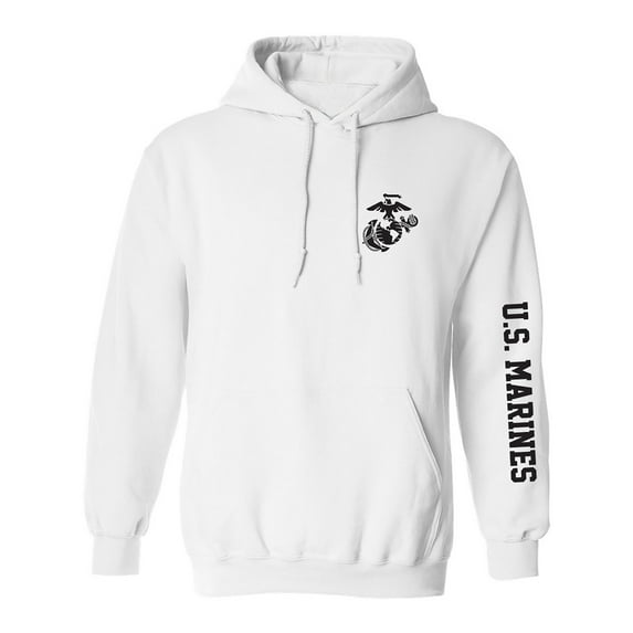U.S. Marines Black Sleeve Print Adult Hooded Sweatshirt
