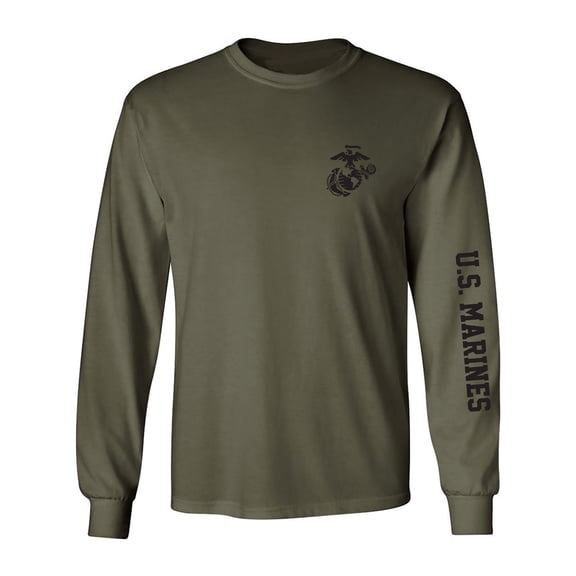 U.S. Marines Black Sleeve Print Adult Long Sleeve T-shirt