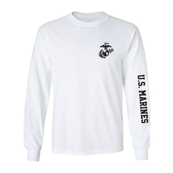 U.S. Marines Black Sleeve Print Adult Long Sleeve T-shirt