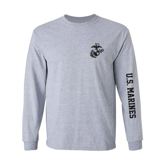U.S. Marines Black Sleeve Print Adult Long Sleeve T-shirt