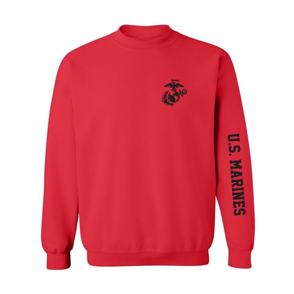 U.S. Marines Black Sleeve Print Crewneck Sweatshirt