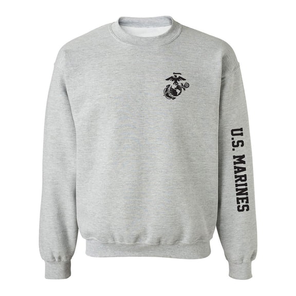U.S. Marines Black Sleeve Print Crewneck Sweatshirt
