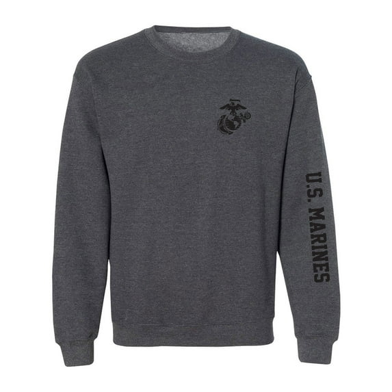 U.S. Marines Black Sleeve Print Crewneck Sweatshirt