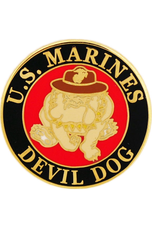 U.S. Marines, "DEVIL DOG" Pin - Officially Licensed Originals, Artwork, Enamel Lapel Pin - 1"