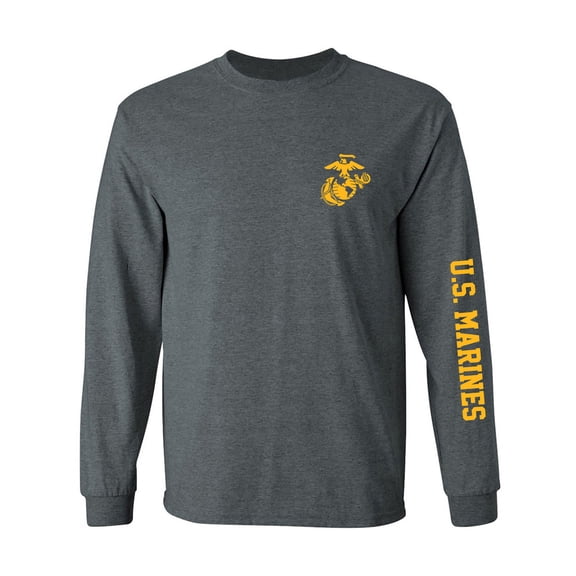 U.S. Marines Gold Sleeve Print Adult Long Sleeve T-shirt