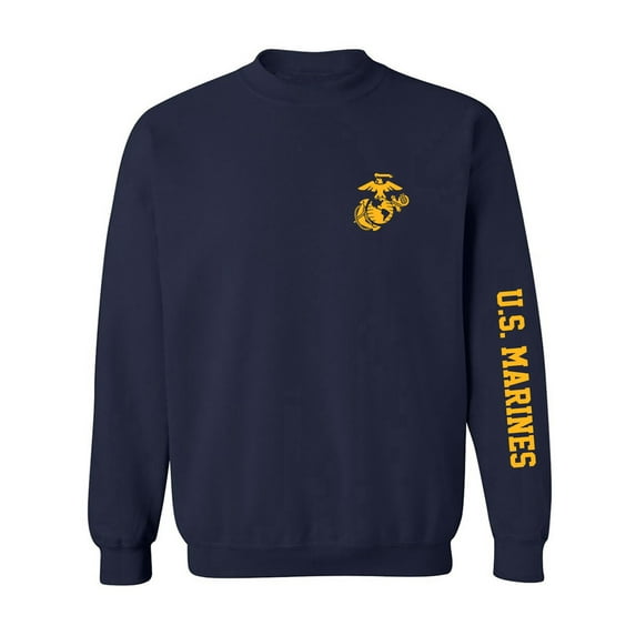 U.S. Marines Gold Sleeve Print Crewneck Sweatshirt