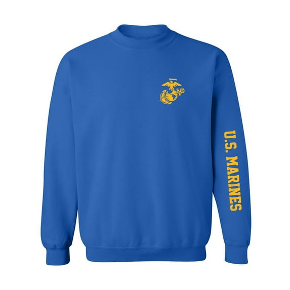 U.S. Marines Gold Sleeve Print Crewneck Sweatshirt